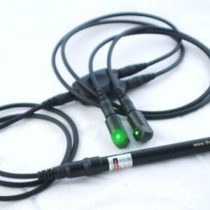 A pair of green lights are connected to two wires.